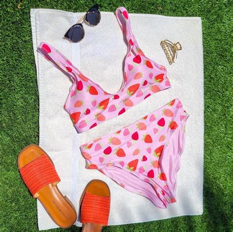 Strawberry Recycled High Waisted Bikini Etsy