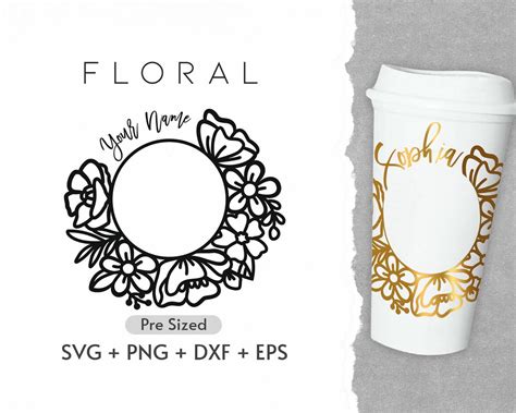 Oz Flower Hot Cup Svg Full Wrap Hot Cup Svg Wild Flower Svg Flowers Svg Coffee Hot Cup Svg