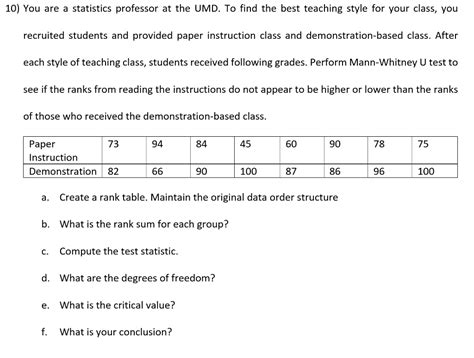 Solved You Are A Statistics Professor At The Umd To Chegg