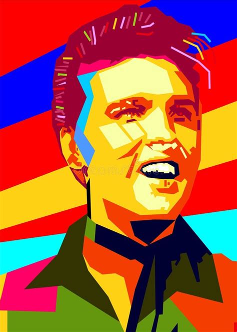 Vertical WPAP Colorful Pop Art Of Elvis Presley Smiling Editorial Stock