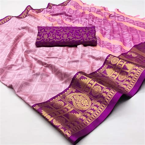 Pink Woven Cotton Silk Saree With Tassels