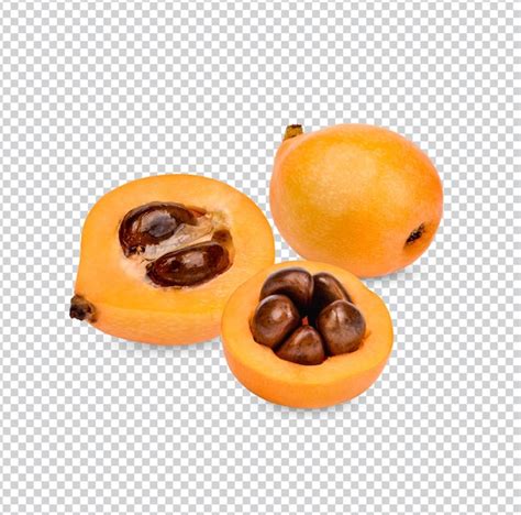 Premium Psd Half And Whole Ripe Loquat Fruits Isolated Premium Psd