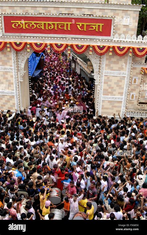 Worshipers Of Lalbaug Ka Raja Waiting For Lord Ganesh Immersion At