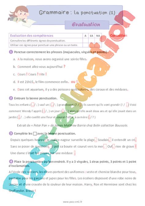 La Ponctuation Dans La Phrase Et En Fin De Phrase Valuation De