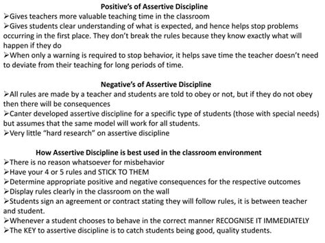 Assertive Discipline In The Classroom Ppt