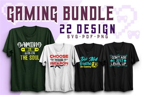 Gaming T Shirt Design Bundle Gaming Lover Svg