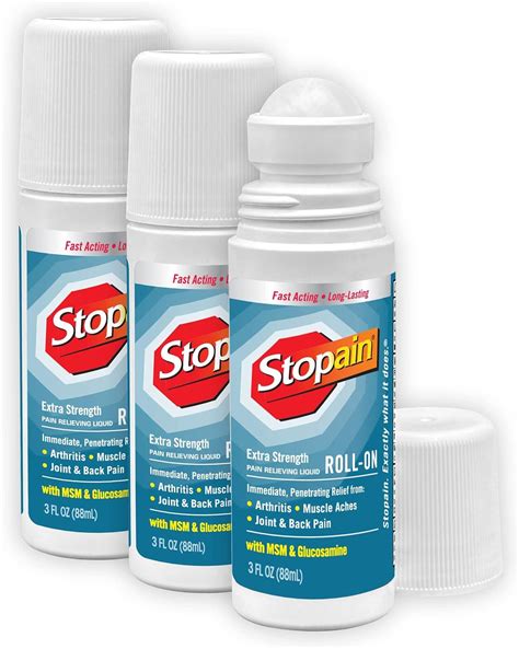 Stopain Pain Relief Roll On Gel Oz Pack Usa Made Max Strength Fast