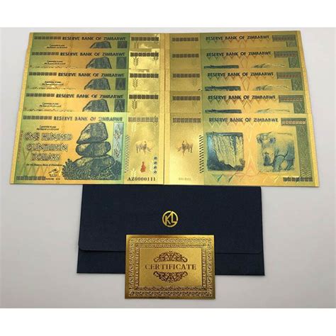 Jual Uang Gold Foil Super Langka Zimbabwe Trillion Dolar