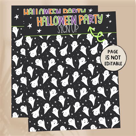 Halloween Party Editable Sign-up Sheet Template Volunteer Sign up Flyer ...