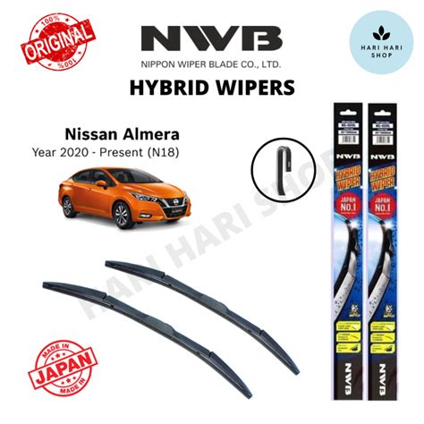 Original NWB Hybrid U Hook Wiper Set For Nissan Almera N18 Year 2020