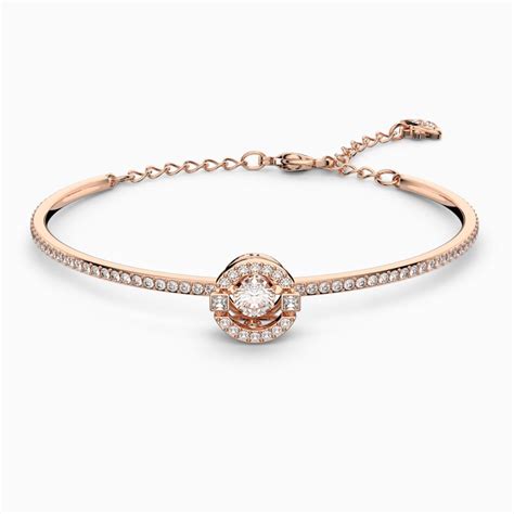 Swarovski Sparkling Dance Bangle White Rose Gold Tone Plated