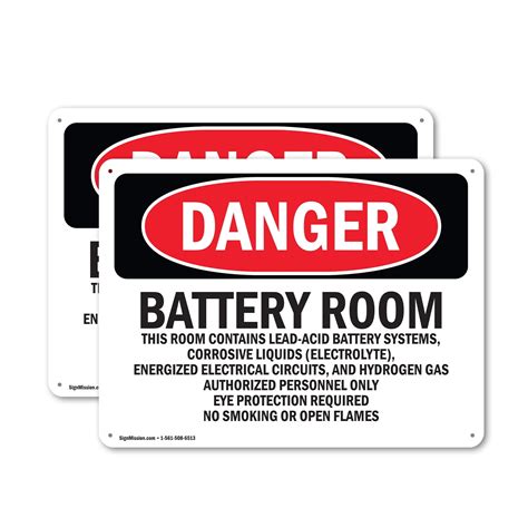 2 Pack Battery Room Authorized Personnel Only Osha Danger Sign 14