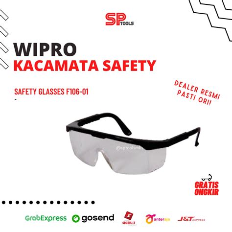 Jual KACAMATA KACA MATA SAFETY PELINDUNG MATA BENING CLEAR WIPRO F106