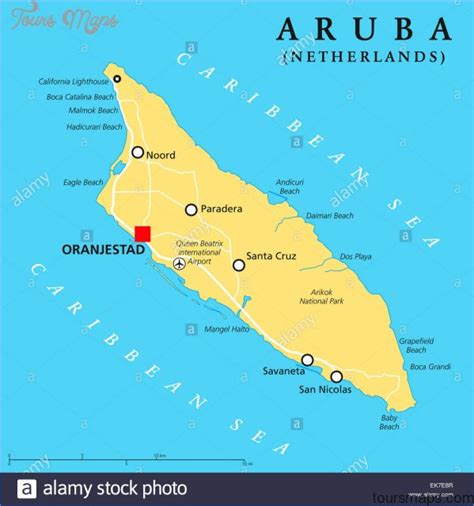 Aruba Map With Cities - ToursMaps.com