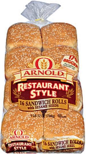 Buns And Rolls Restaurant Style W Sesame Seeds 16 Ct Arnold Sandwich Rolls 28 Oz Nutrition