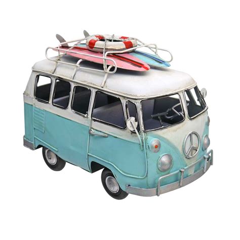 Retro Vw Beach Bus With Surfboards Centerpiece Beach Surfer