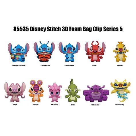 Lilo Stitch Stitch Series 5 3D Foam Bag Clip Display Case Of 24