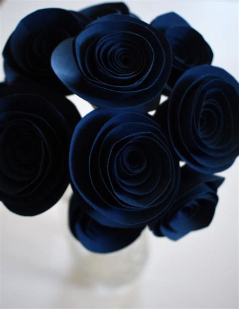 Wedding Bouquet Navy Blue Paper Flowers With Stems Paper - Etsy