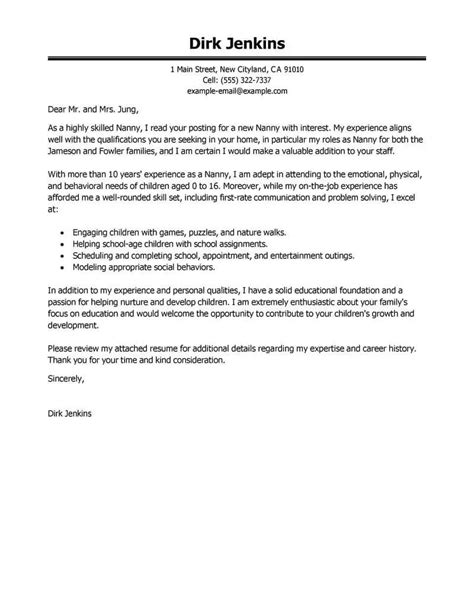 Nanny Cover Letter Examples Manarmillar