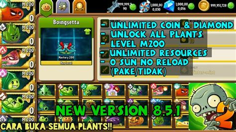 Plants Vs Zombies 2 Mod 8 5 1 Unlock All Plants Level Max M200 PvZ 2