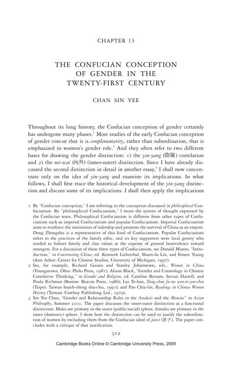 The Confucian Conception Of Gender In The Twenty First Century Chapter