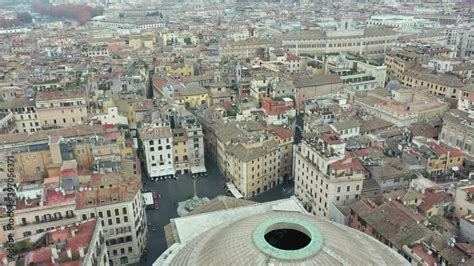 Vista Aerea Con Drone Dell Iconica Basilica Del Pantheon Costruita Come