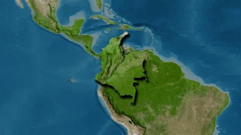 Colombia Map Extract Shadow Satellit Stock Video Pond