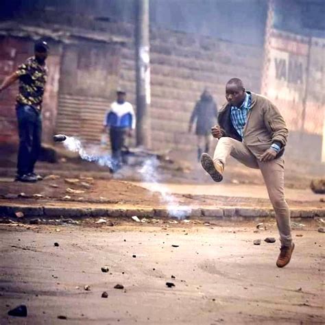 Naija On Twitter Kenyan Protester Kicking Back A Teargas Canister At