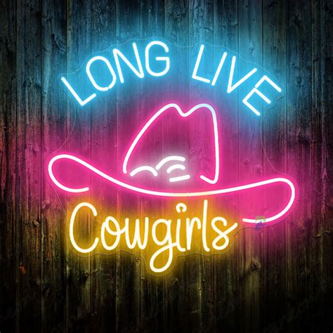 Long Live Cowgirls Neon Sign Cowboy Hat Led Light