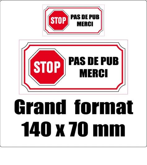 Grand Sticker Autocollant Stop Pas De Pub Merci Boite Aux Lettres X