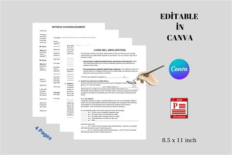 Printable Living Will Form Editable In Canva Living Will Declaration Digital Download Etsy