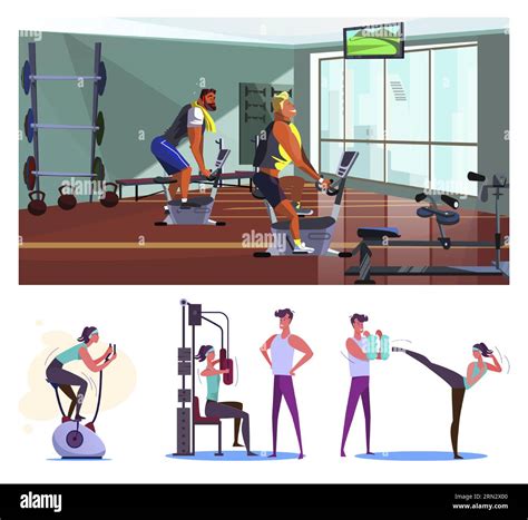 Fitness Flat Vector Illustration Set Stock Vector Image And Art Alamy