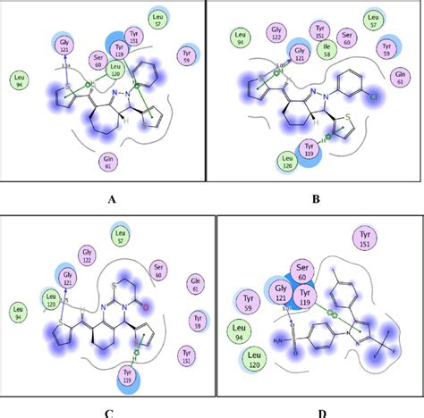 A B C And D Patterns Illustrating The 2d Binding Interactions Of The