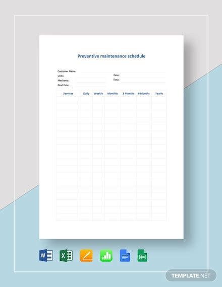 Preventive Maintenance Schedule - 14+ Examples, Format, Word, Excel ...