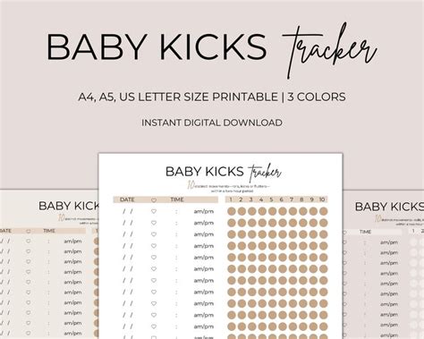 Baby Kicks Tracker, Kick Count Log, Kick Count Chart, Fetal Movement Tracker, Expecting Mom ...