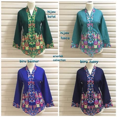 Jual Kebaya Encim Ondel Ondel Betawi Hijau Tosca Biru Benhur Navy