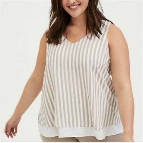 Torrid Tops Torrid Plus Size Double Layered Chiffon Stripes Blouse