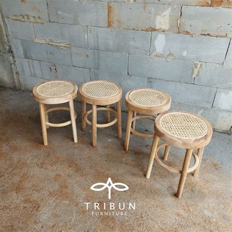 Jual Kursi Stool Rotan Kayu Jati Mix Rotan Minimalis Kab Jepara