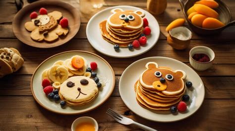 Fun And Festive Pancakes Shaped Like Animals And Topped With Fresh
