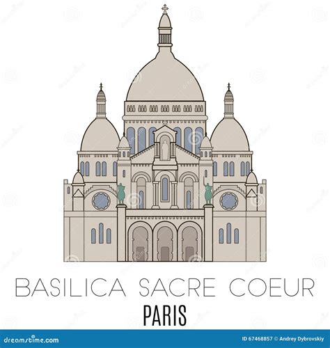 Basilica Of Sacre Coeur In Montmartre Paris Illustration In Draw