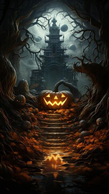 Premium AI Image | A Mysterious Night in the Forest Halloween night scene