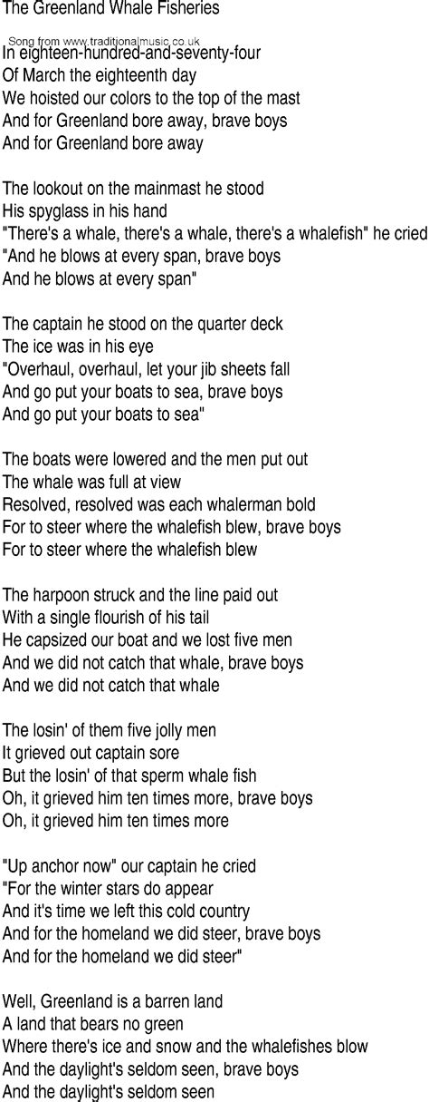 Irish Music Song And Ballad Lyrics For Greenland Whale Fisheries