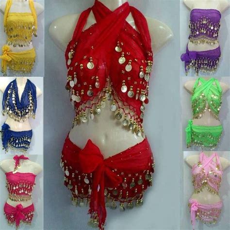 Bauchtanz Kostüm Hüfttuch Gürtel Belly Dance Tuch Münzengürtel Kleid