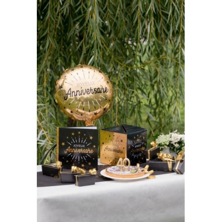 Black And Gold Foil Balloon Joyeux Anniversaire