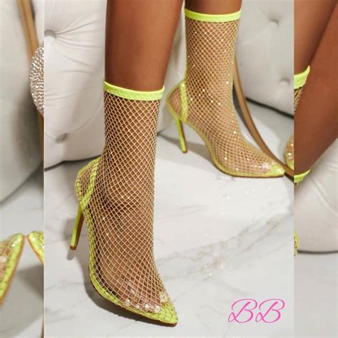 Rio Rhinestone Stiletto Sandal Boots Yellow Beach Babe Bikini