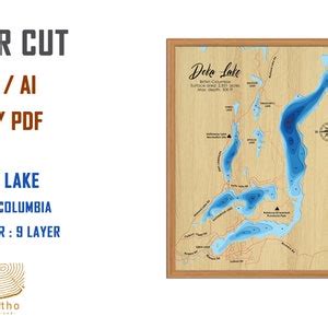 Digital File Pdf Svg Deka Lake British Columbia Map Bathymetric Depth