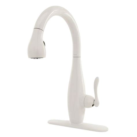 Kohler Clairette Single Handle Pull Down Sprayer Kitchen Faucet In White K 692 0 The Home Depot