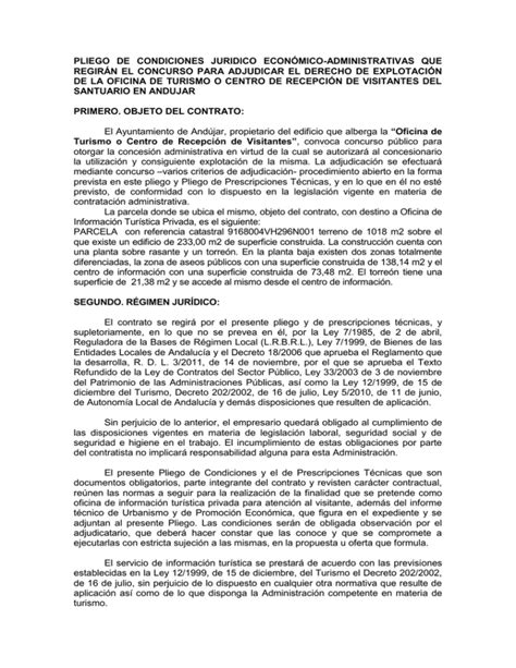 Pliego De Cl Usulas Econ Mico Administrativas Que