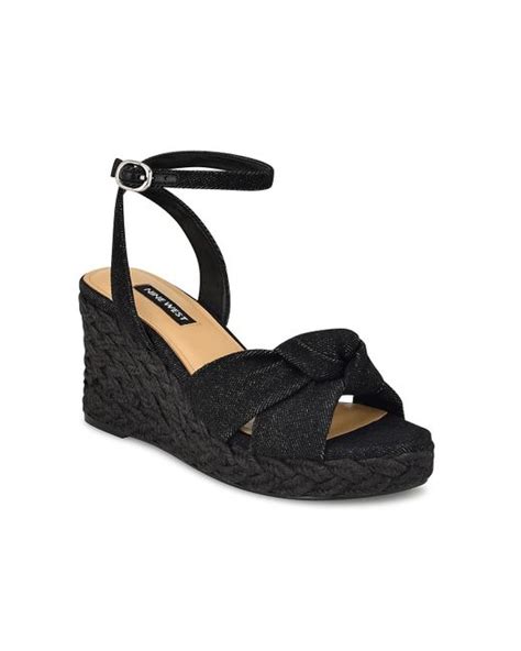 Nine West Dotime Wedge Sandal In Black Lyst