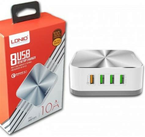 Ldnio Βάση Φόρτισης με 8 Θύρες Usb A 50w Quick Charge 30 σε Λευκό